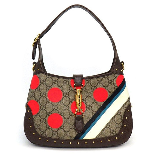 GUCCI Jackie 1961 Small Handbag - Beige & Brown GG Supreme Canvas