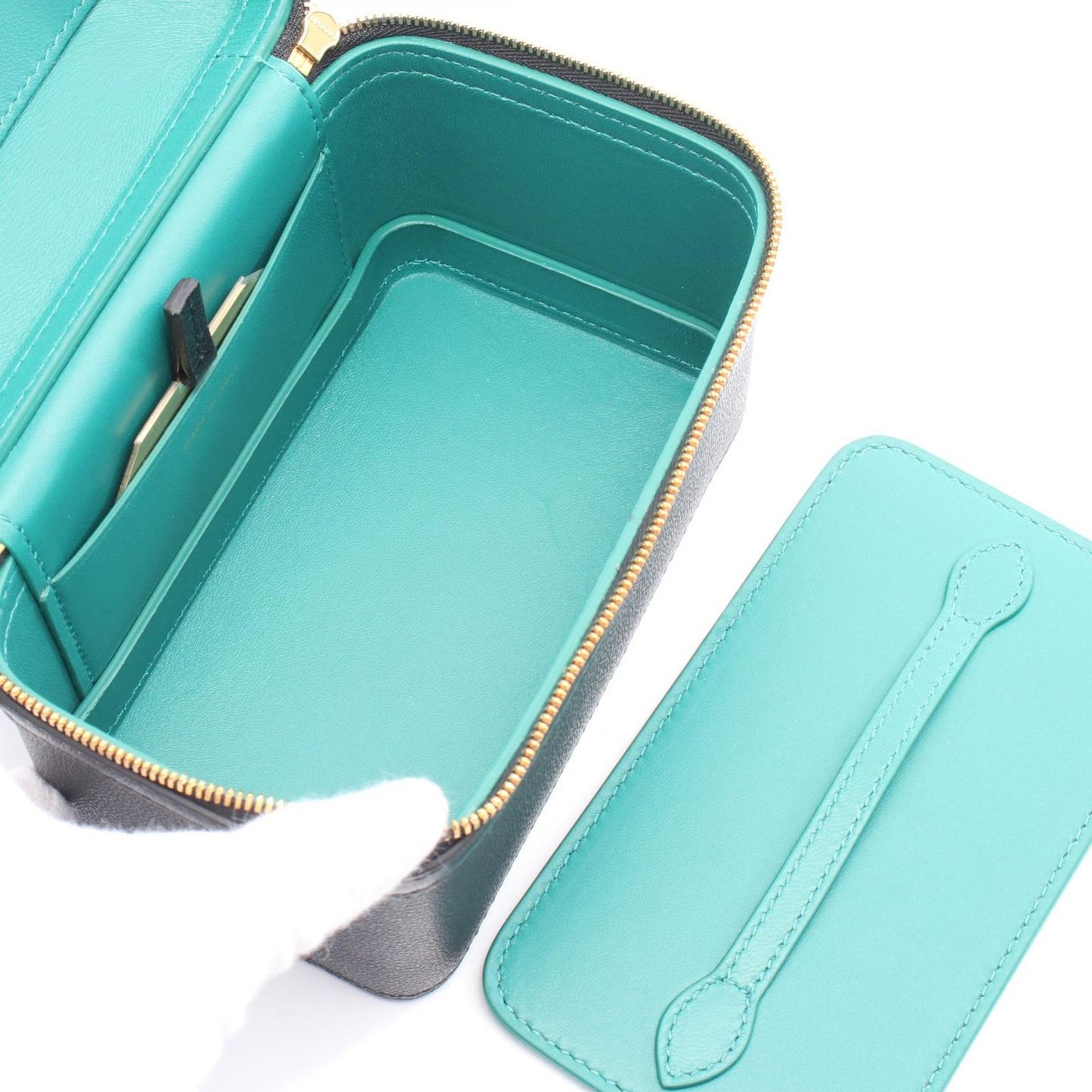 BVLGARI Serpenti Black Leather 2-Way Vanity Bag