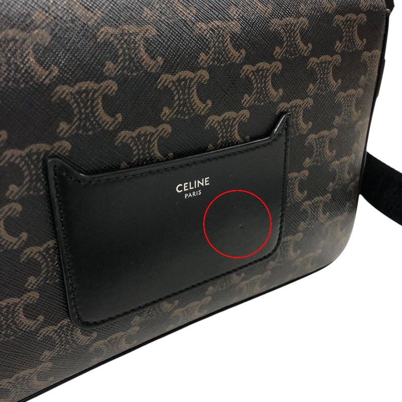 CELINE Flap Messenger Bag in Black Trionf Canvas & Leather