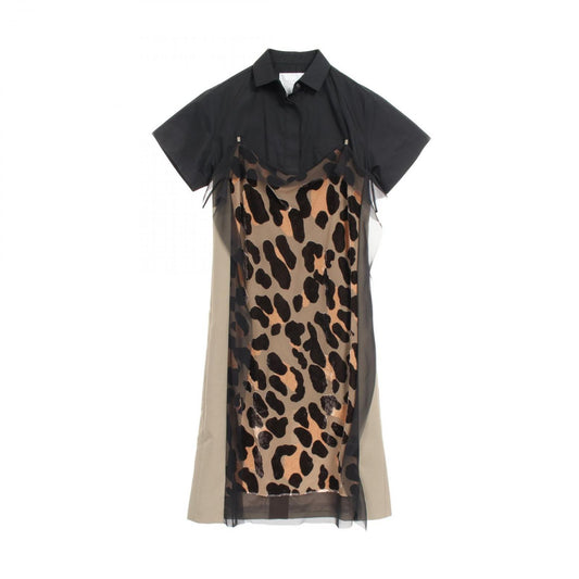 Sacai Cotton Dress in Black and Beige - Timeless Elegance