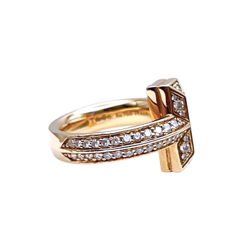 Tiffany & Co. T One Wide Ring in K18 Pink Gold - Exquisite Elegance