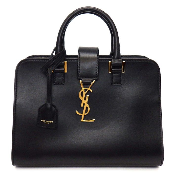 YSL Cassandra Baby Cabas Handbag in Black Calfskin Leather