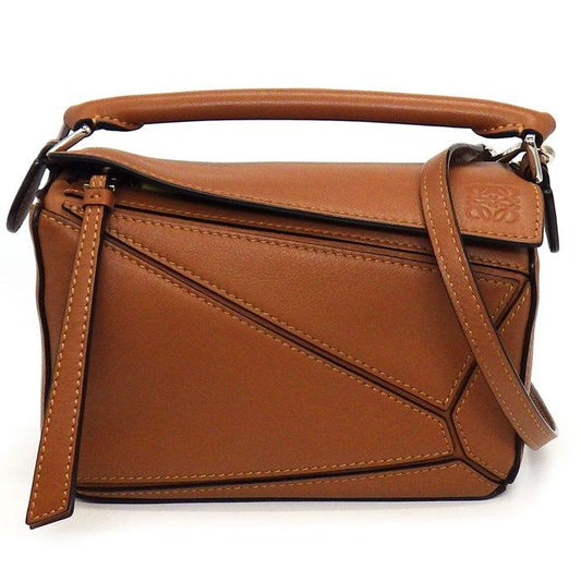 LOEWE Mini Puzzle Edge Bag in Tan Classic Calfskin
