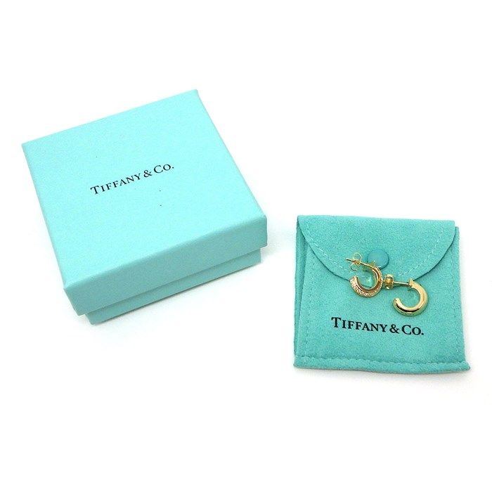 Tiffany & Co. T One Hoop Earrings with Diamonds in 18K Yellow Gold