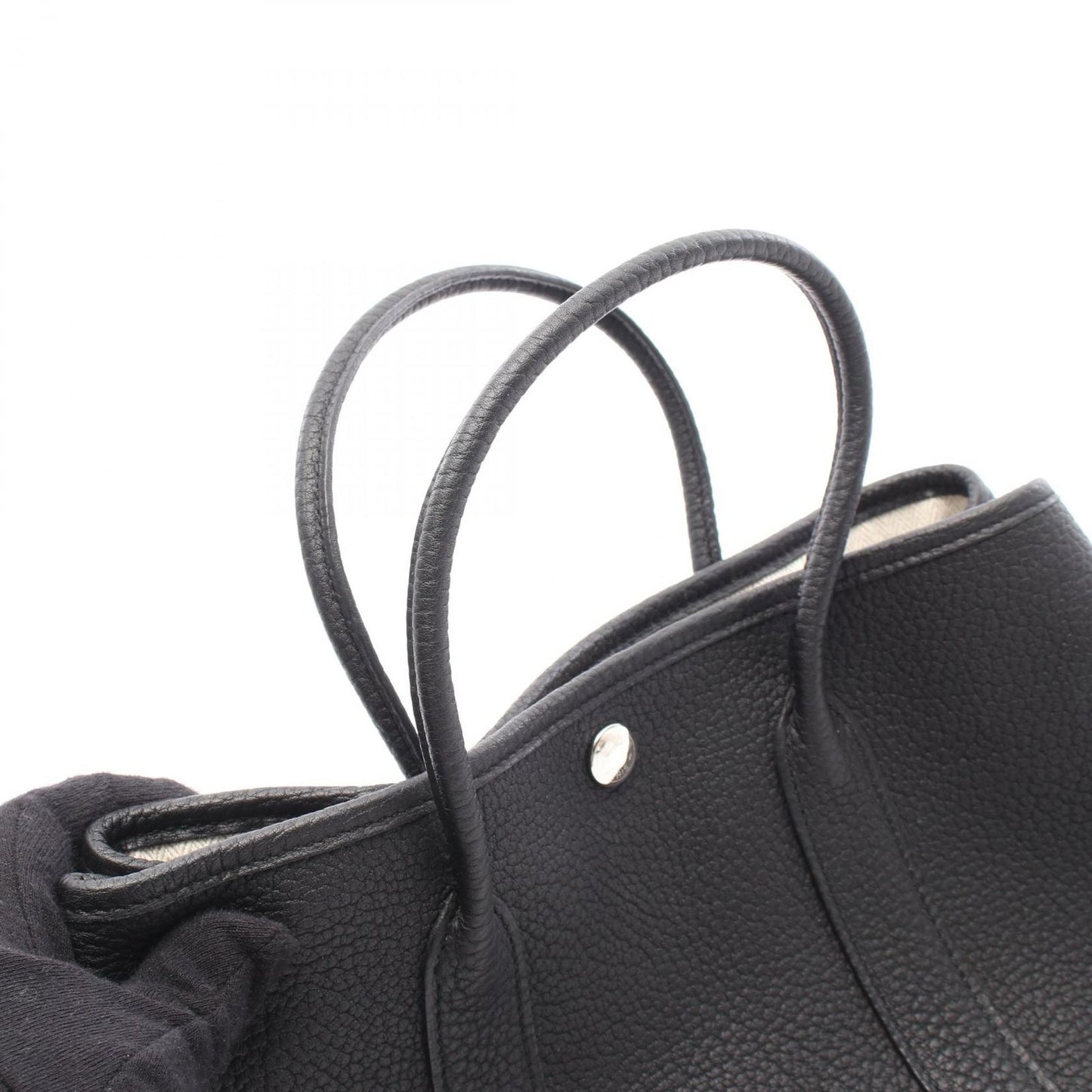HERMES Garden Party TPM Tote Bag in Black Leather - Timeless Elegance