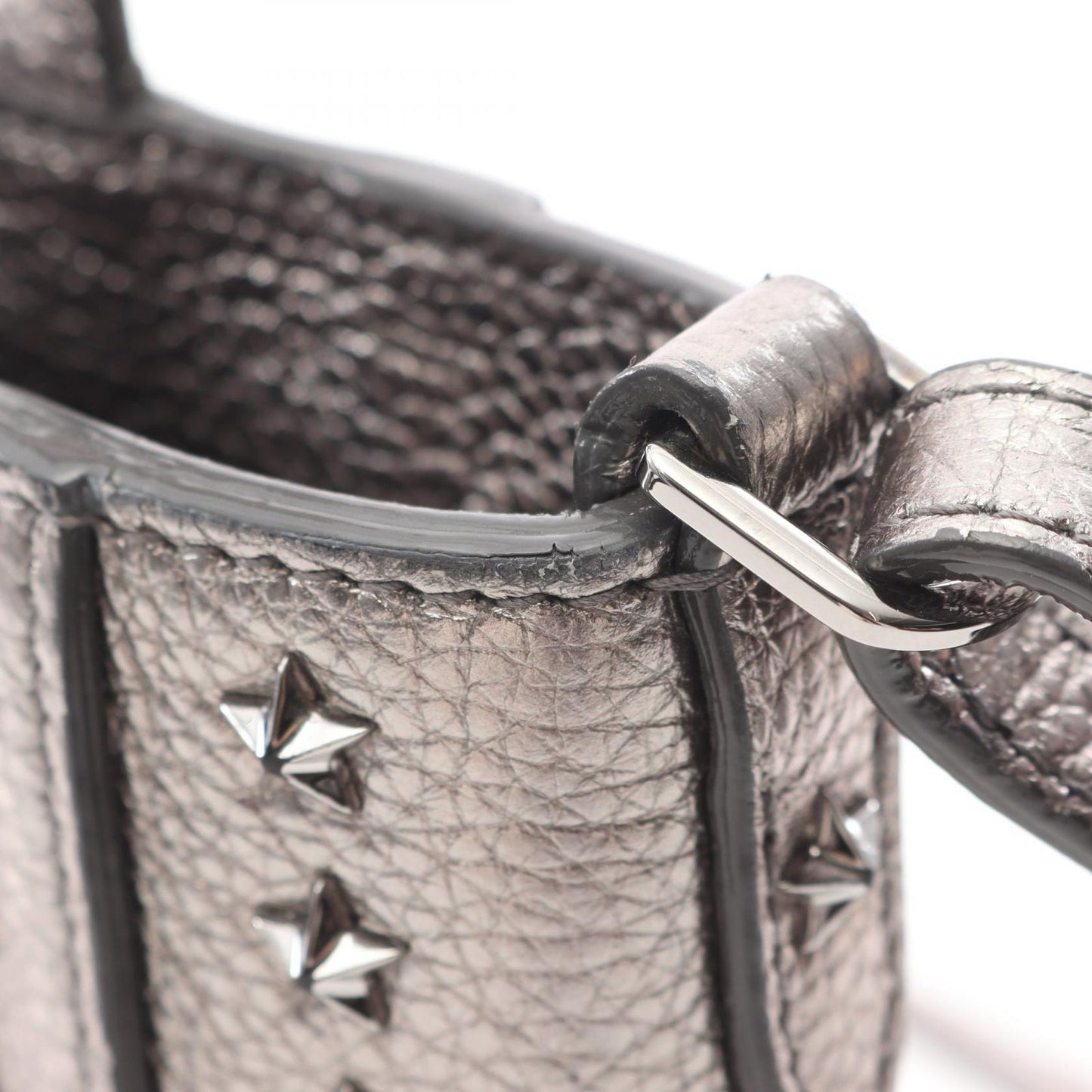 JIMMY CHOO Mini Pegasi Metallic Silver Leather Handbag