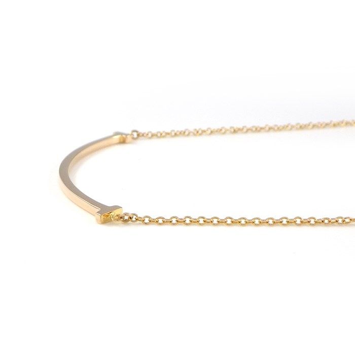 Tiffany & Co. T Smile Small Necklace in K18 Pink Gold