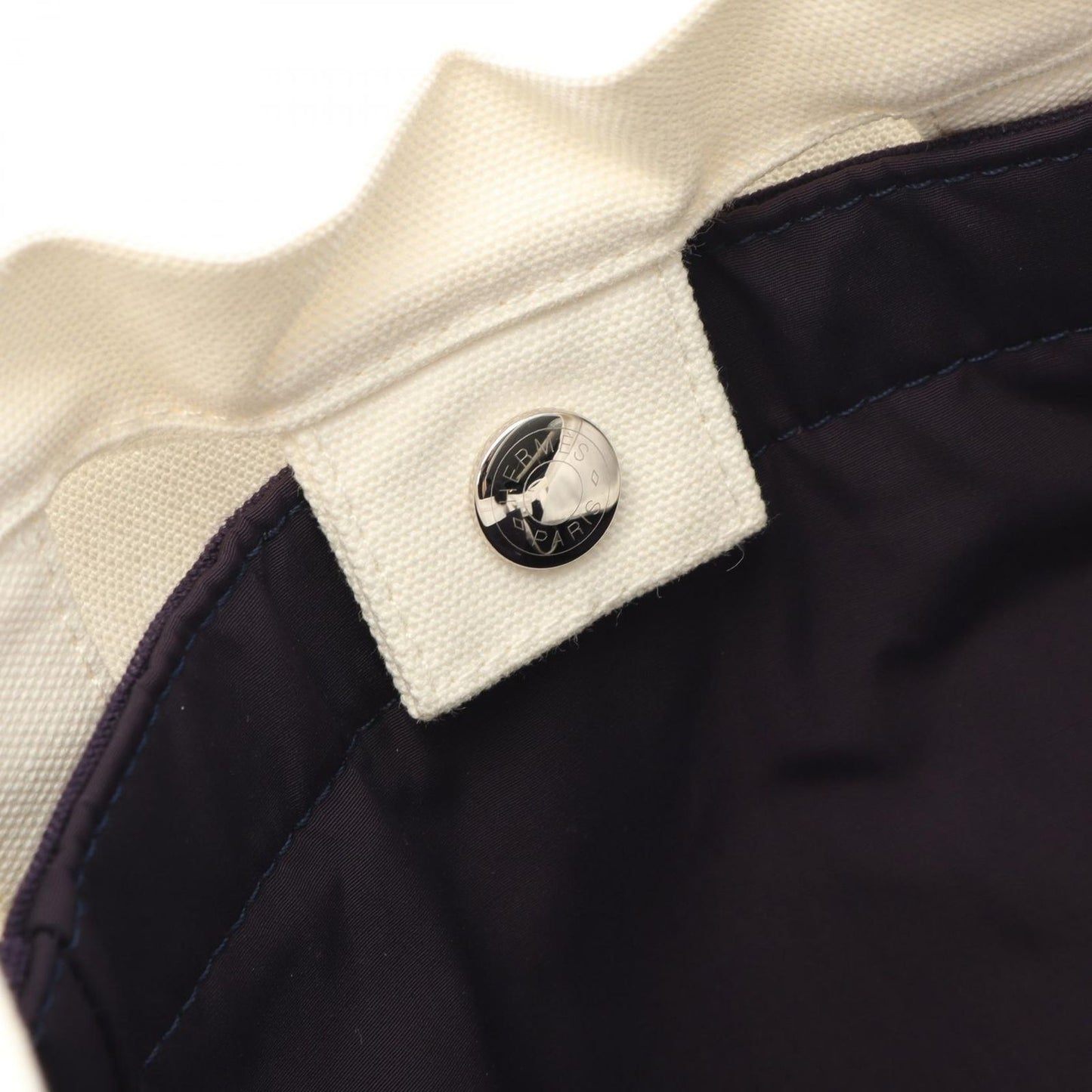 HERMES Adada Tote Bag - White/Blue Canvas - Exquisite Craftsmanship