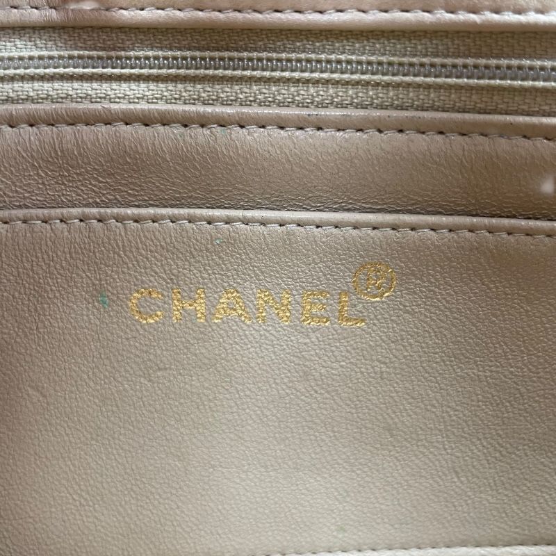CHANEL Mademoiselle Chain Shoulder Bag in Beige with Gold Hardware