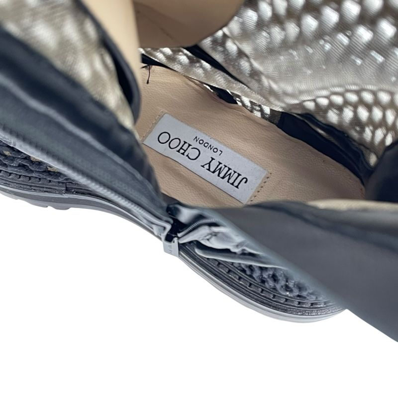 Jimmy Choo Black Leather Mesh Lace-Up Boots - Size 36