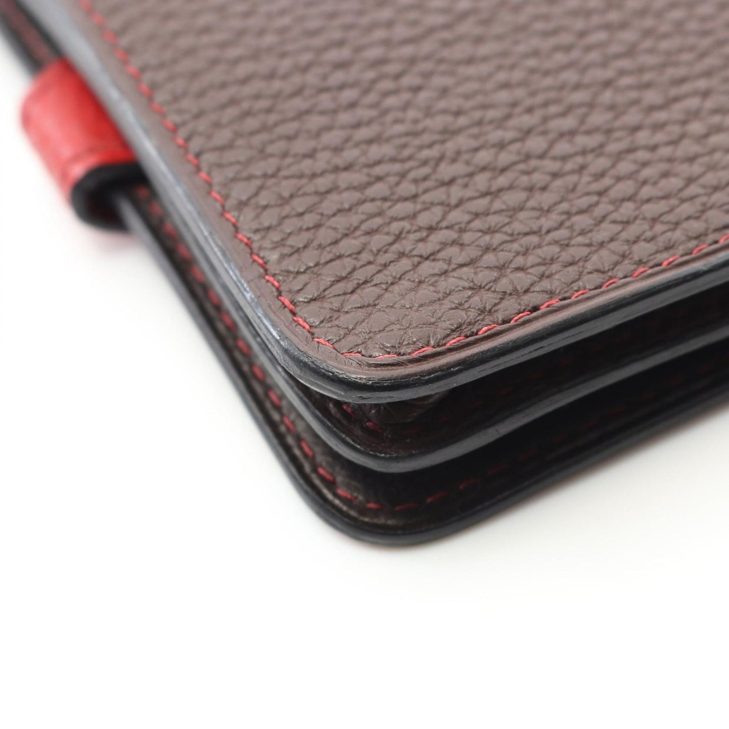 HERMES Dogon Card Case in Chocolate & Rouge Garance - Exquisite Craftsmanship