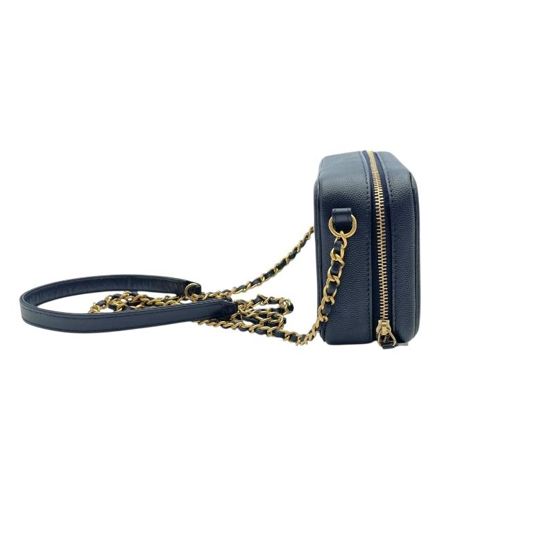 CHANEL CC Figree Shoulder Bag - Navy Caviar with Gold Hardware