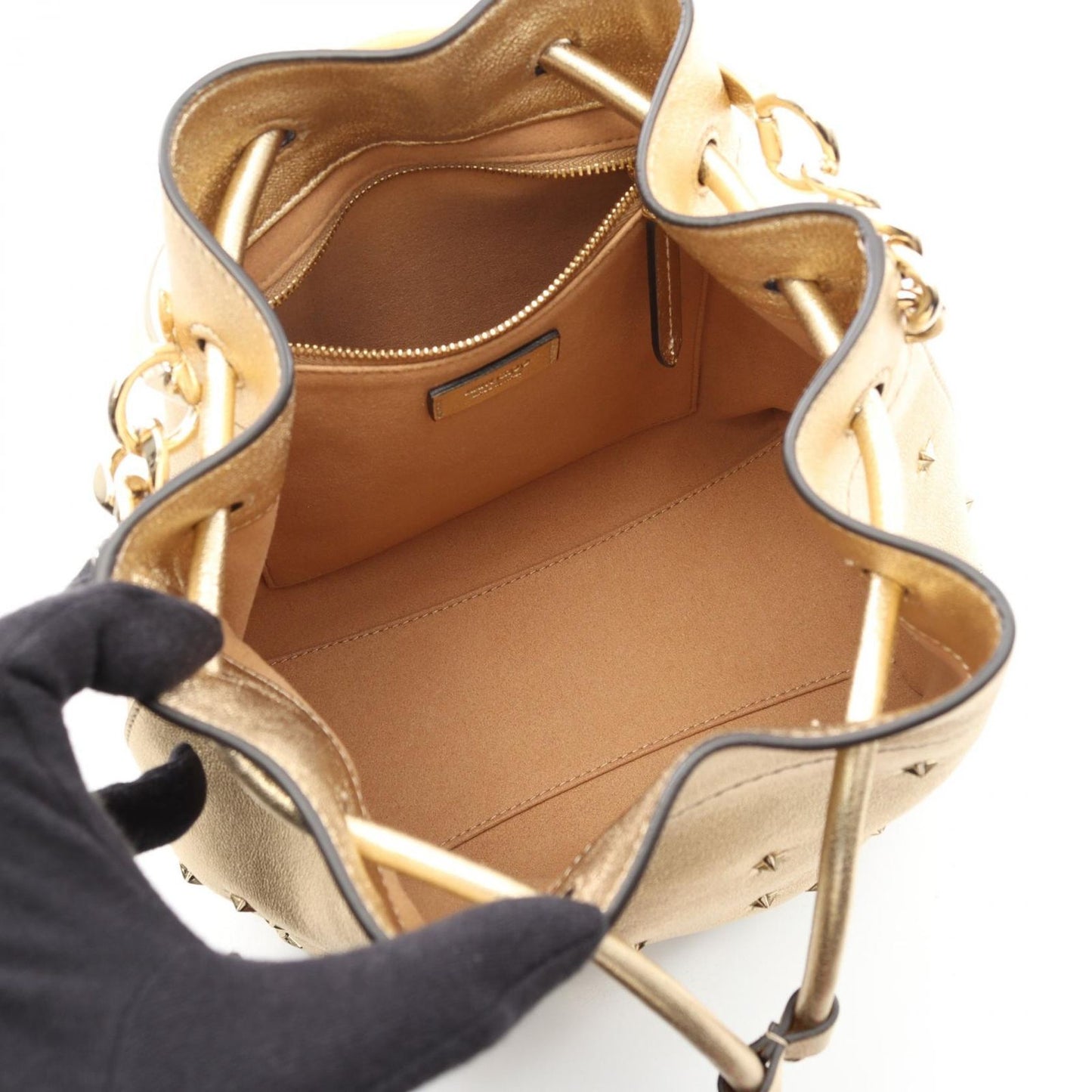 Jimmy Choo Gold Leather Bon Bon Bucket Handbag - Exquisite Craftsmanship