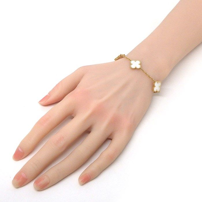 Van Cleef & Arpels Vintage Alhambra 5 Motif Bracelet in K18YG & White Shell