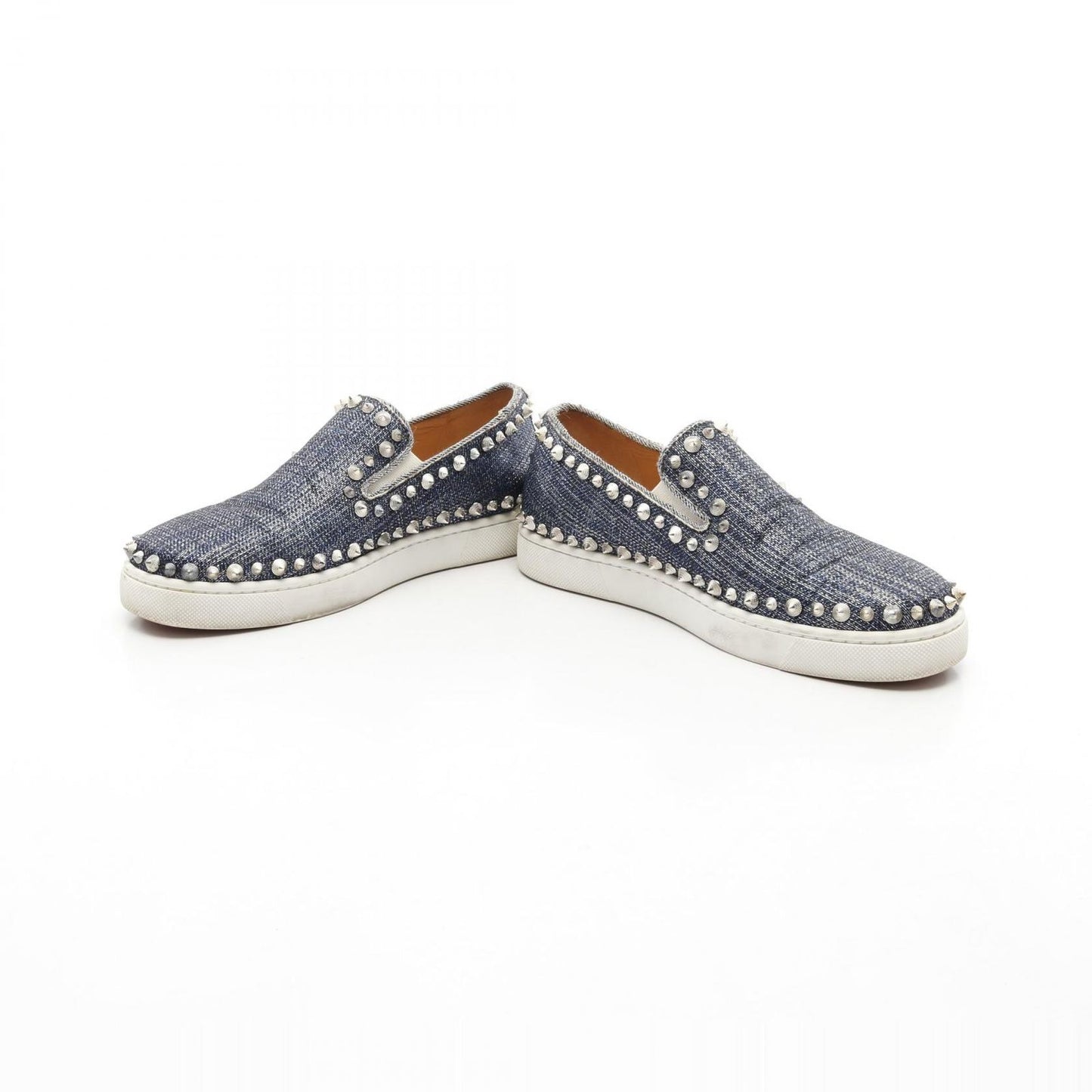 Christian Louboutin Blue Canvas Slip-On Sneakers - Size 35.5