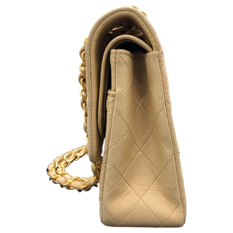 CHANEL Matelassé 25 Beige Lambskin Shoulder Bag - Timeless Elegance