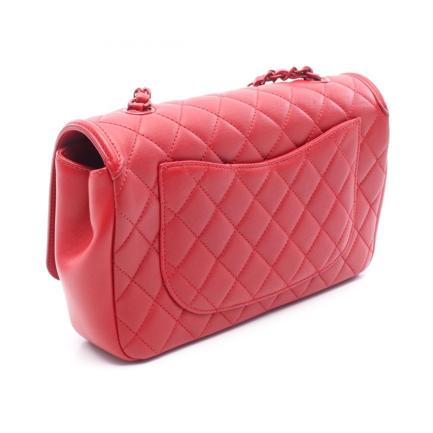 CHANEL CC Filigree Matelassé Shoulder Bag in Red Leather