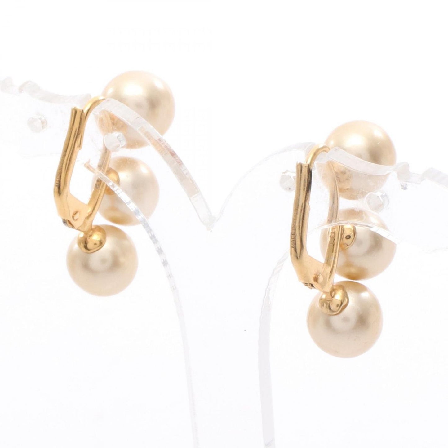 CELINE Gold-Plated Earrings with Faux Pearls - Timeless Elegance