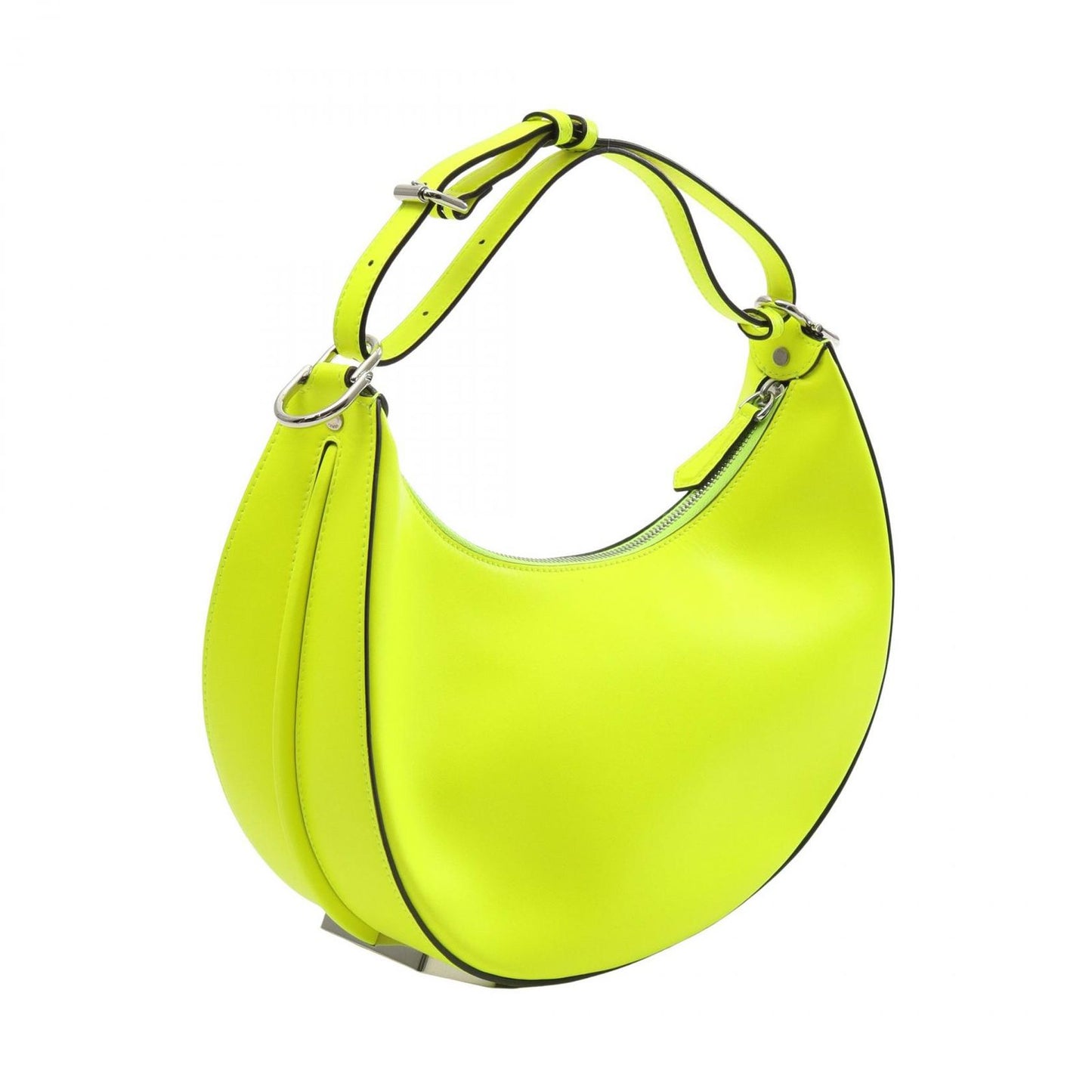 FENDI Graphite Small Handbag in Neon Yellow Leather