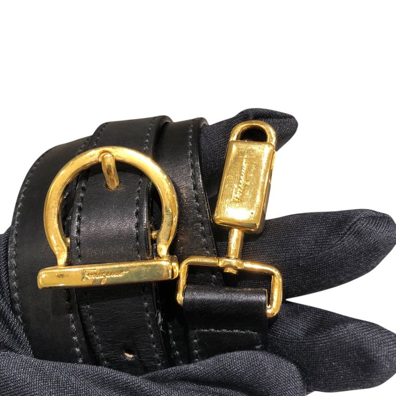 Salvatore Ferragamo Gancini 2-Way Handbag in Black Box Calf