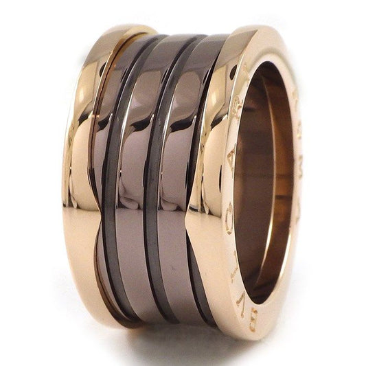 BVLGARI B-zero1 3-Band Ring in K18 Pink Gold & Brown Ceramic