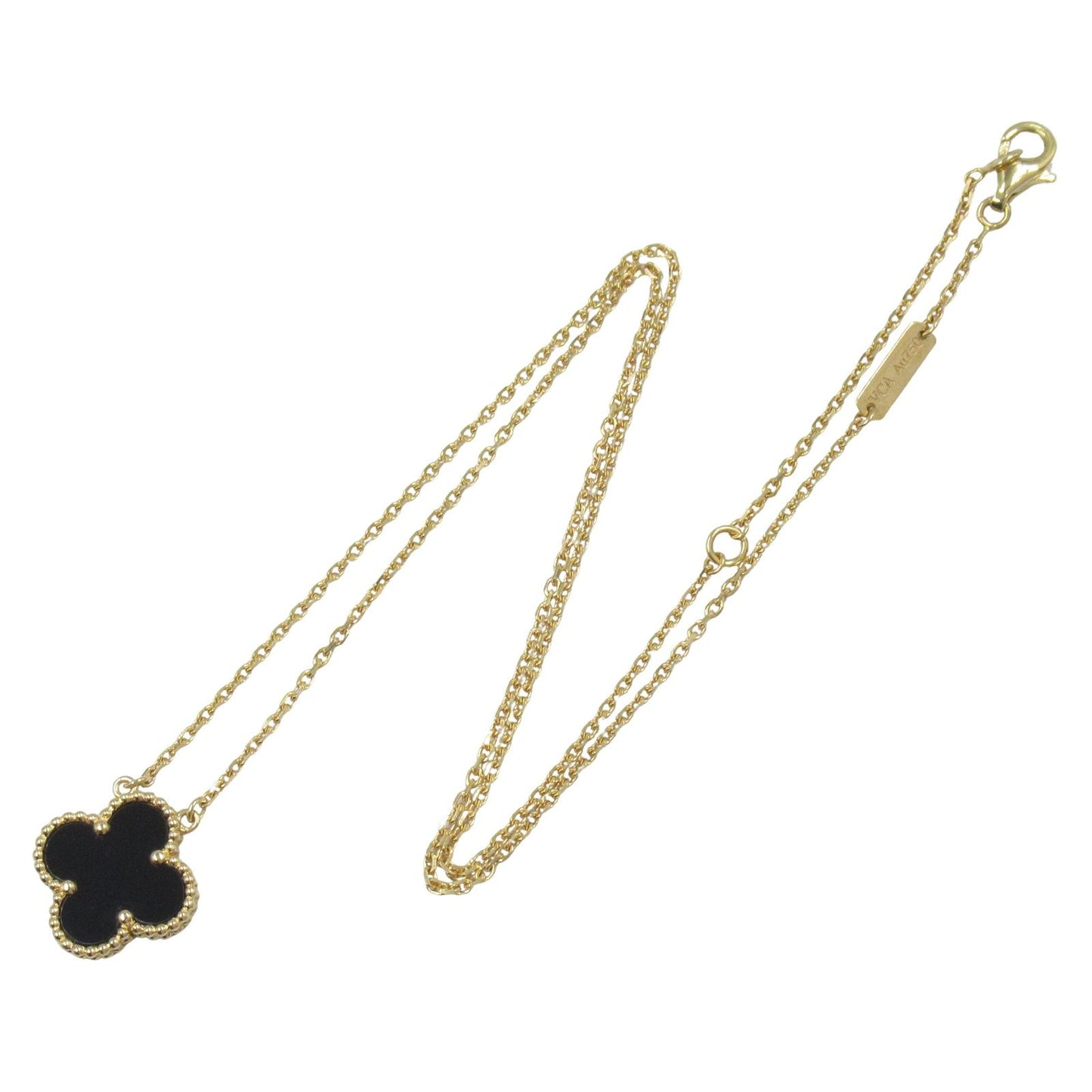 Van Cleef & Arpels Vintage Alhambra Onyx Necklace in 18K Yellow Gold