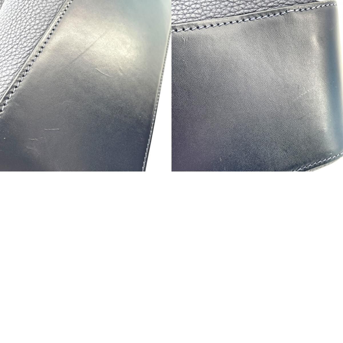 HERMES City News A刻 Blue Nuit & Silver Hardware Shoulder Bag