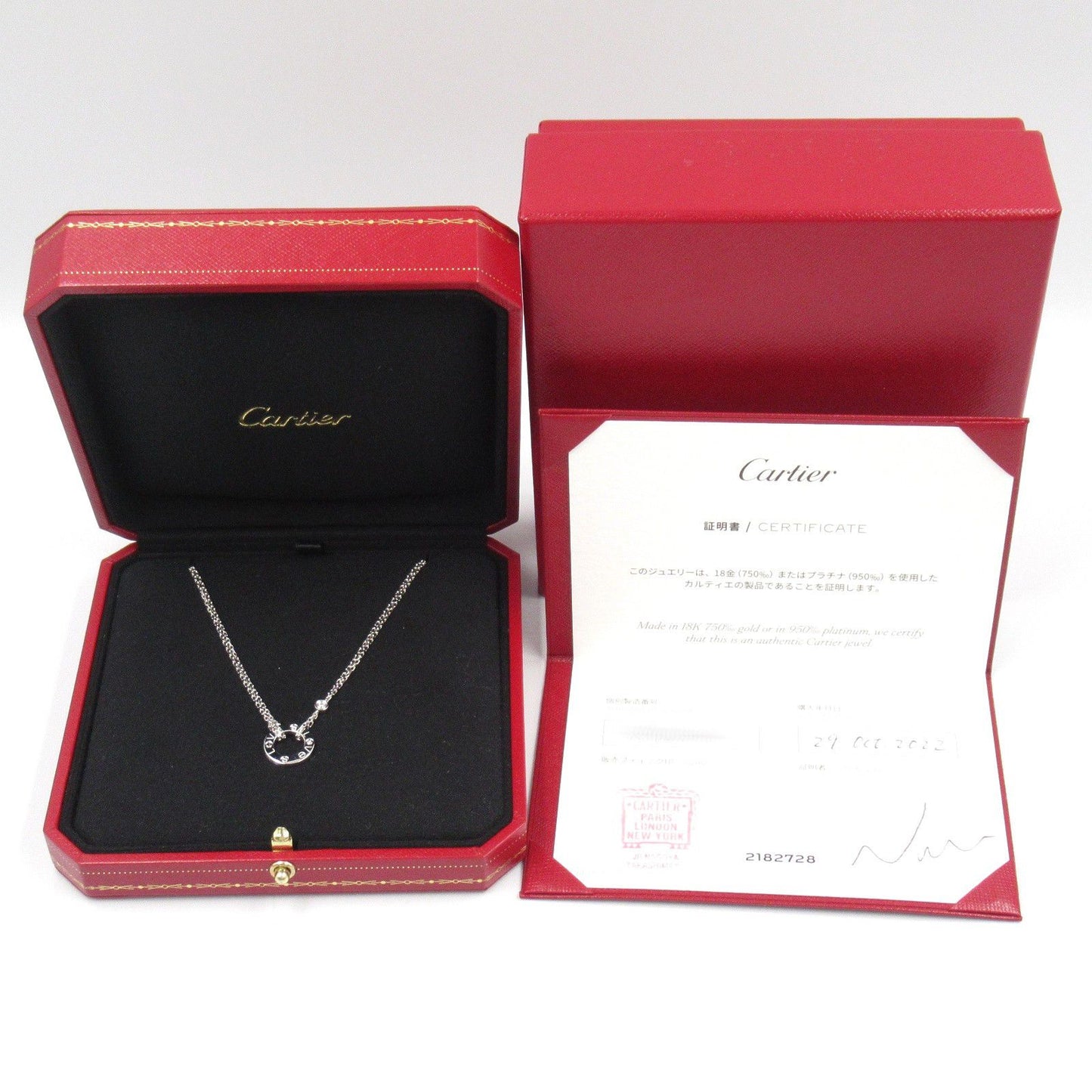 CARTIER Love Circle Necklace in K18WG with Diamonds