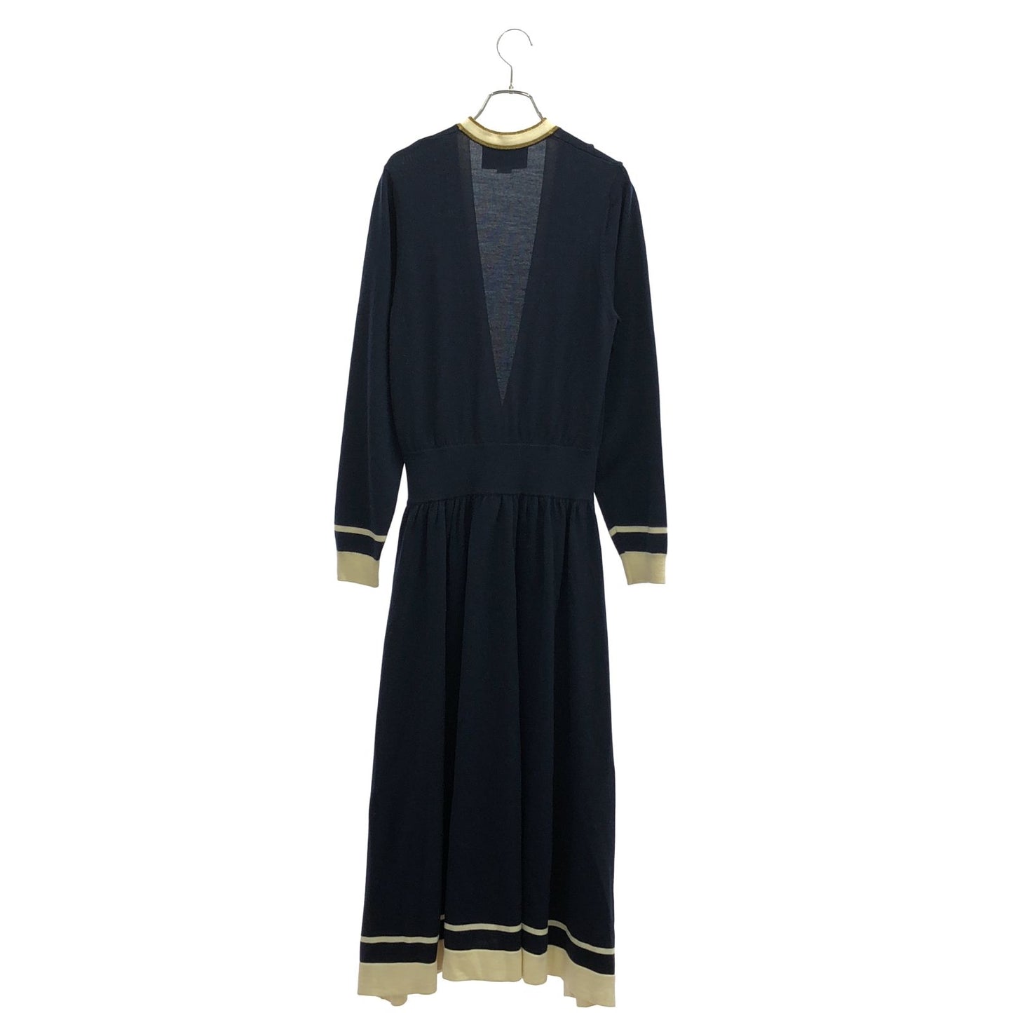 GUCCI Navy & Off-White Wool Dress - Timeless Elegance