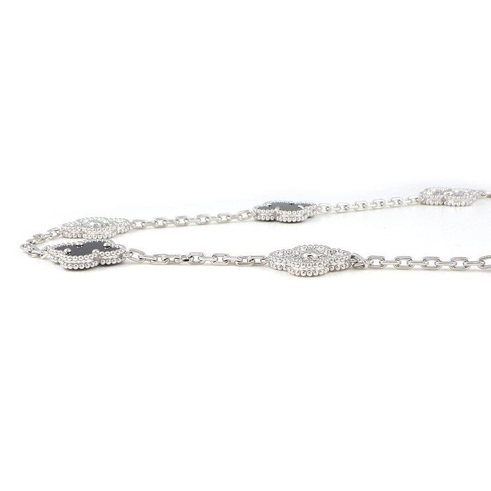 Van Cleef & Arpels Vintage Alhambra Long Necklace with Onyx & Diamonds