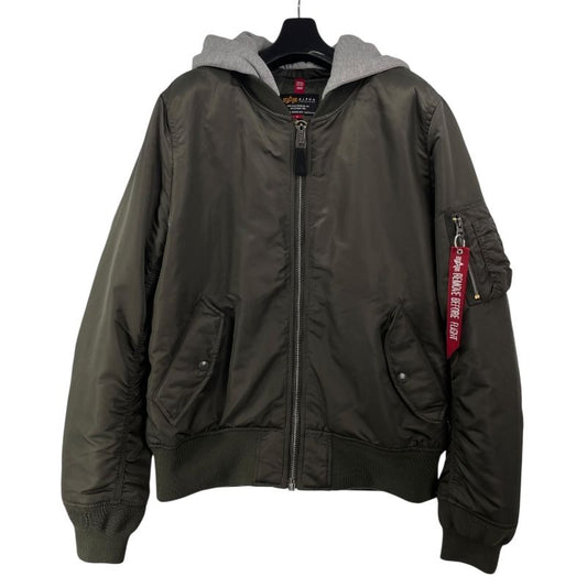 ALPHA INDUSTRIES Hooded Flight Jacket in Green - Men's L