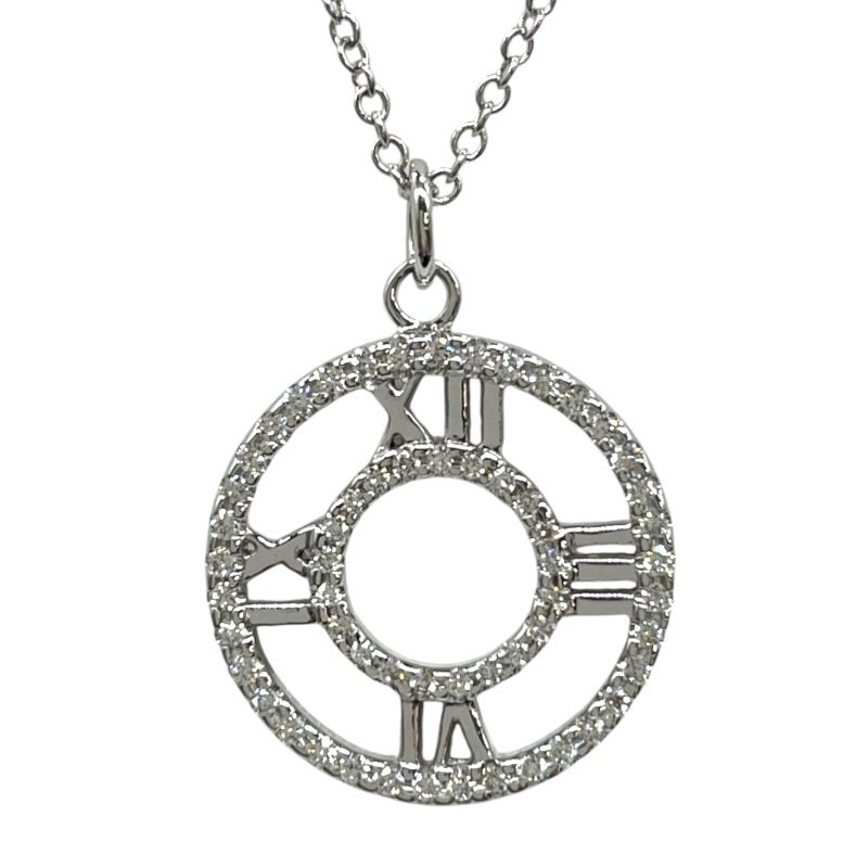 Tiffany & Co. Open Atlas Medallion Necklace in White Gold & Diamonds
