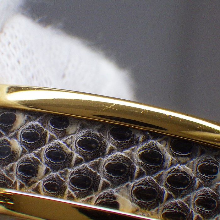 HERMES Oranpe Earrings in Ombre Lizard Leather & Gold Plating