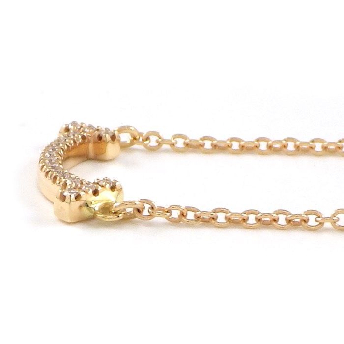 Tiffany & Co. T Smile Mini Micro Necklace in K18 Pink Gold with Diamonds