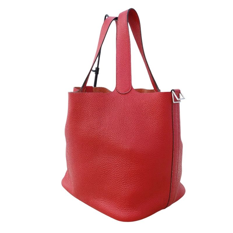 HERMES Picotin Lock GM in Rouge Kazak with Silver Hardware