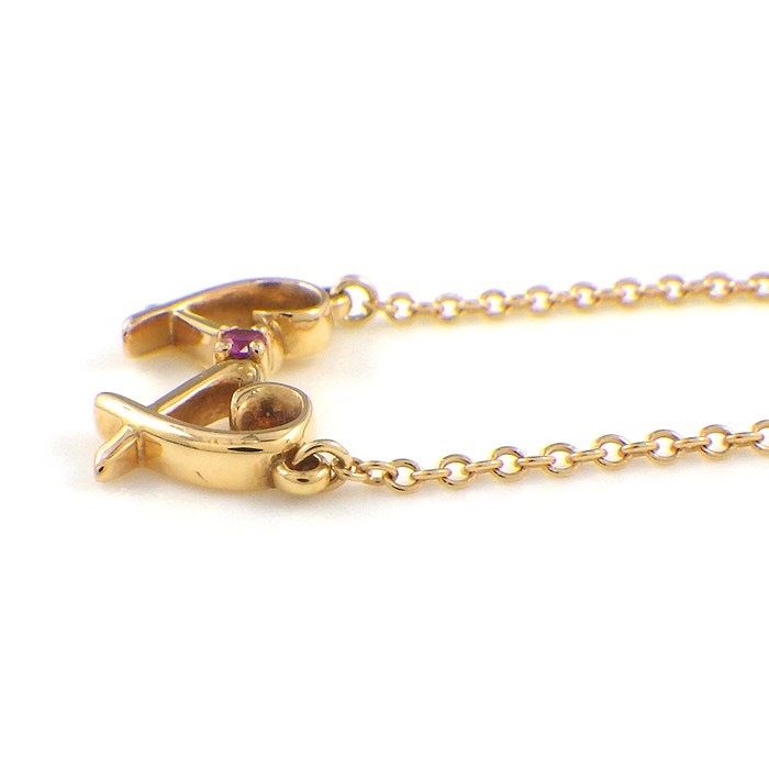 Tiffany & Co. Double Loving Heart Necklace with Pink Sapphire