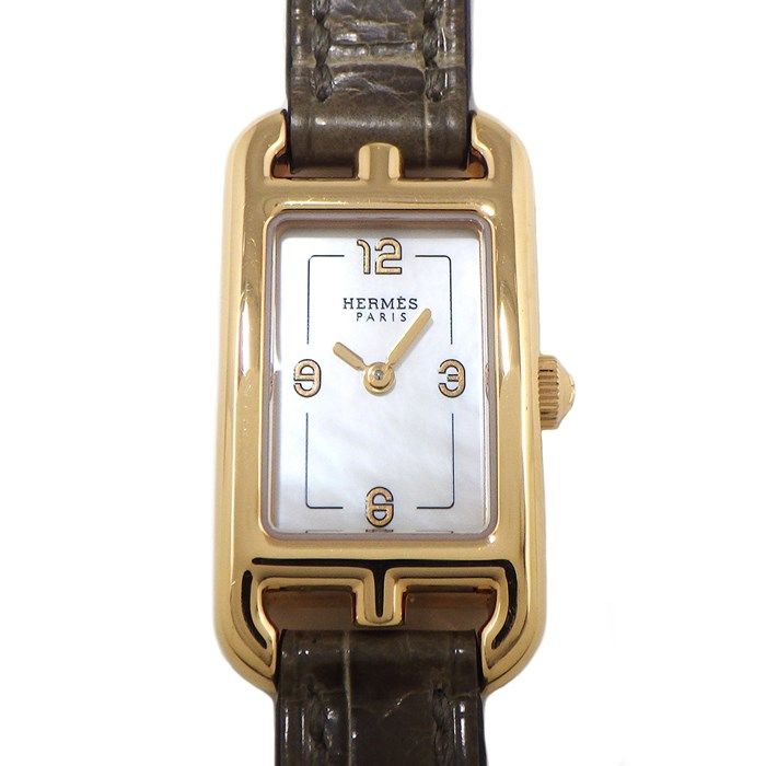 HERMES Nantucket NA2.170/W049575WW00 Rectangular Watch - White Shell Dial