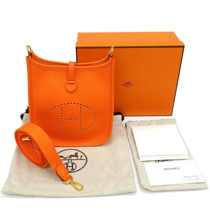HERMES Evelyne TPM Shoulder Bag - 2024 Orange Minian with Gold Hardware