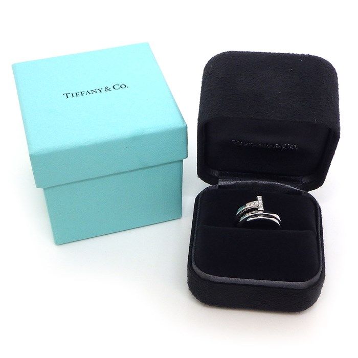 Tiffany & Co. T Square Ring with 7pt Diamond in K18 White Gold