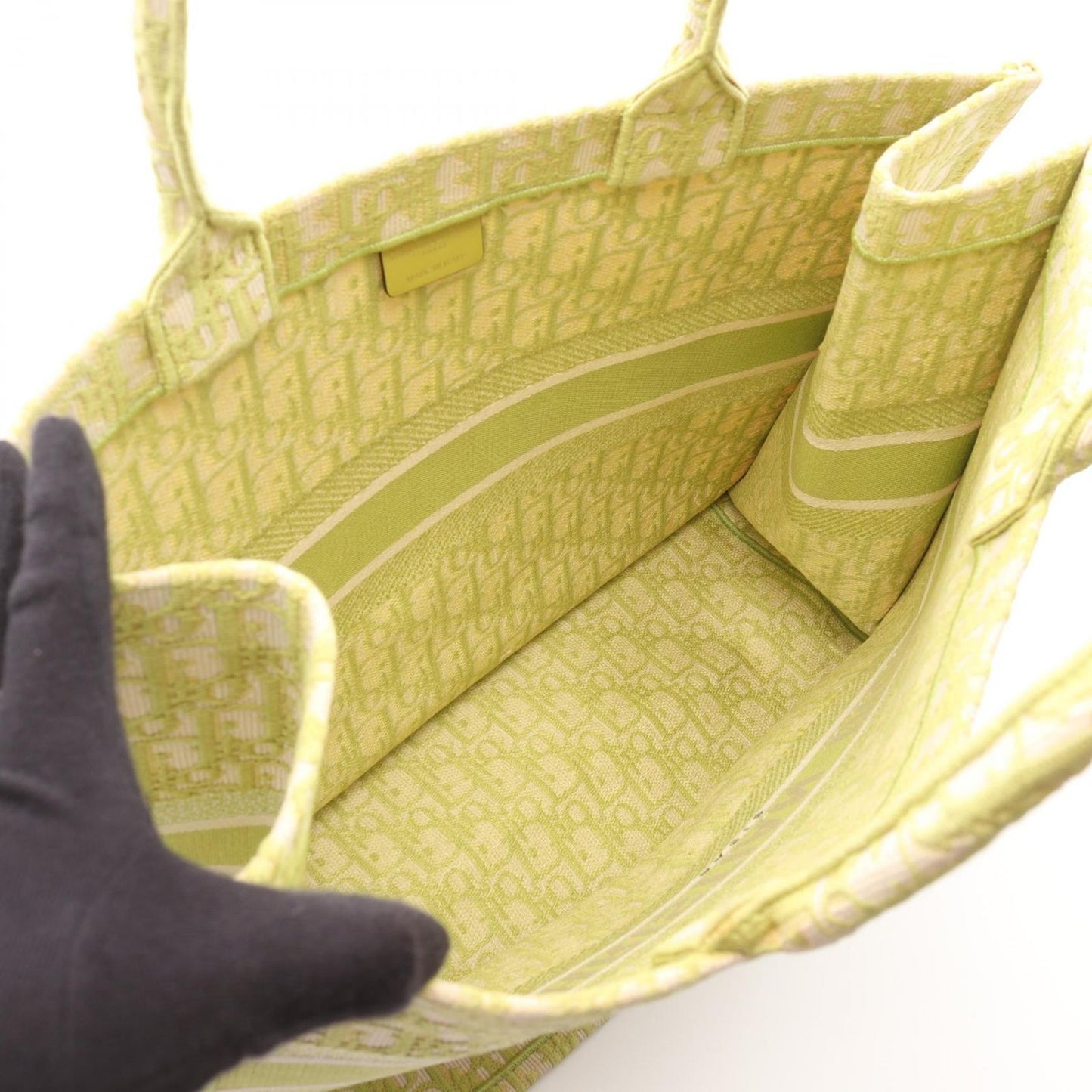 Dior Book Tote Large in Yellow-Green Canvas - Timeless Elegance