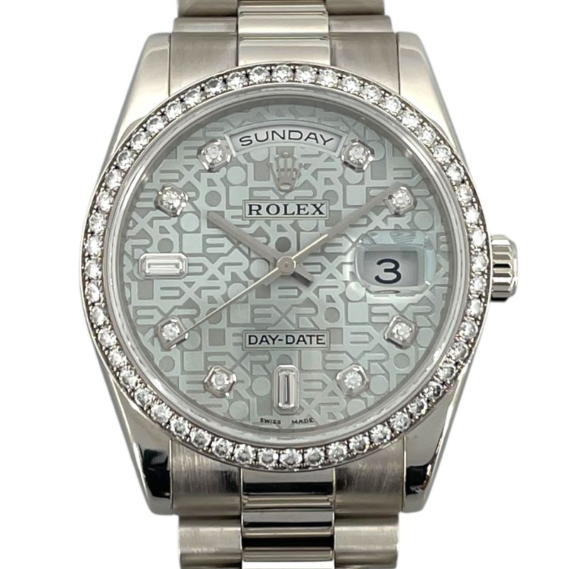 ROLEX Day-Date 36 Horicon Ice Blue Platinum 118346A - A Timeless Masterpiece