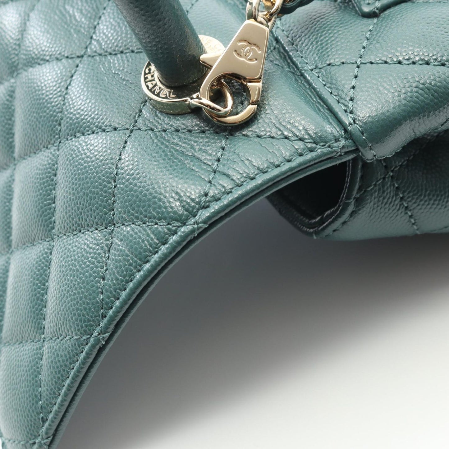 CHANEL Coco Handle XXS Top Handle Handbag in Blue Green