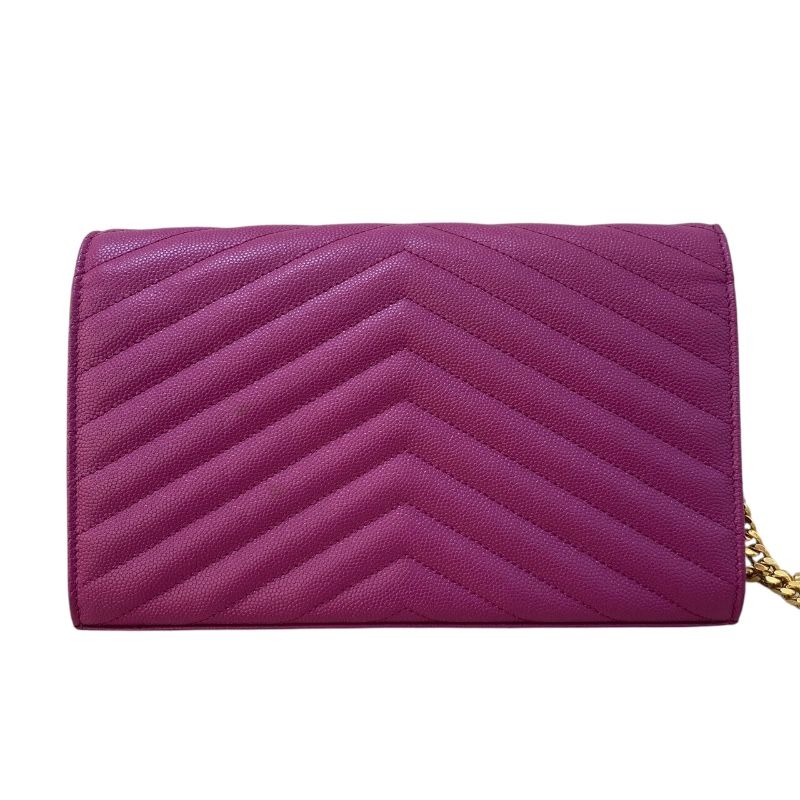 Saint Laurent Cassandra Envelope Chain Wallet - Purple & Gold Hardware
