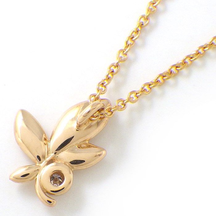 Tiffany & Co. Olive Leaf Necklace with Diamond in K18 Pink Gold