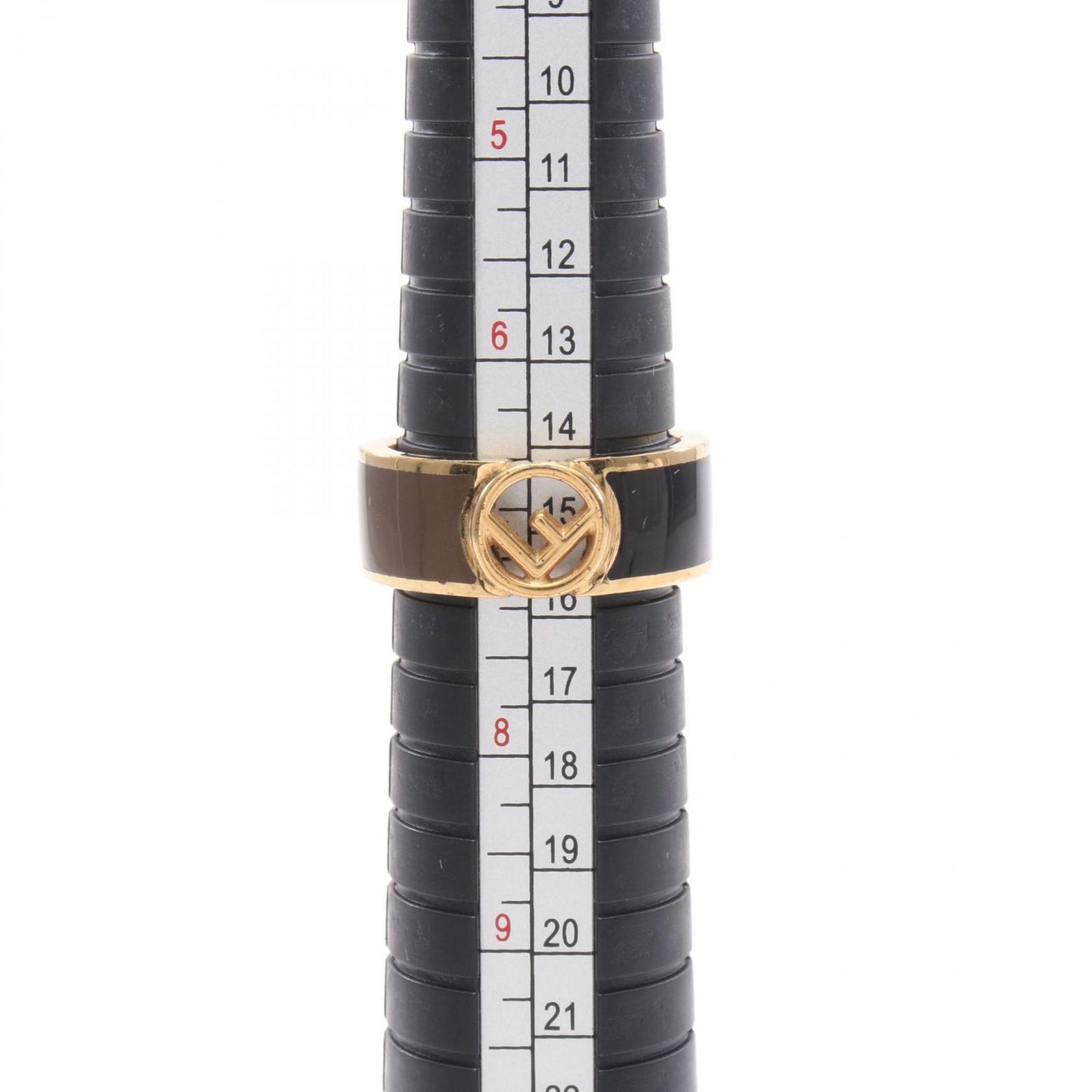 FENDI F Logo Ring in Black/Brown Gold Plated - Exquisite Craftsmanship
