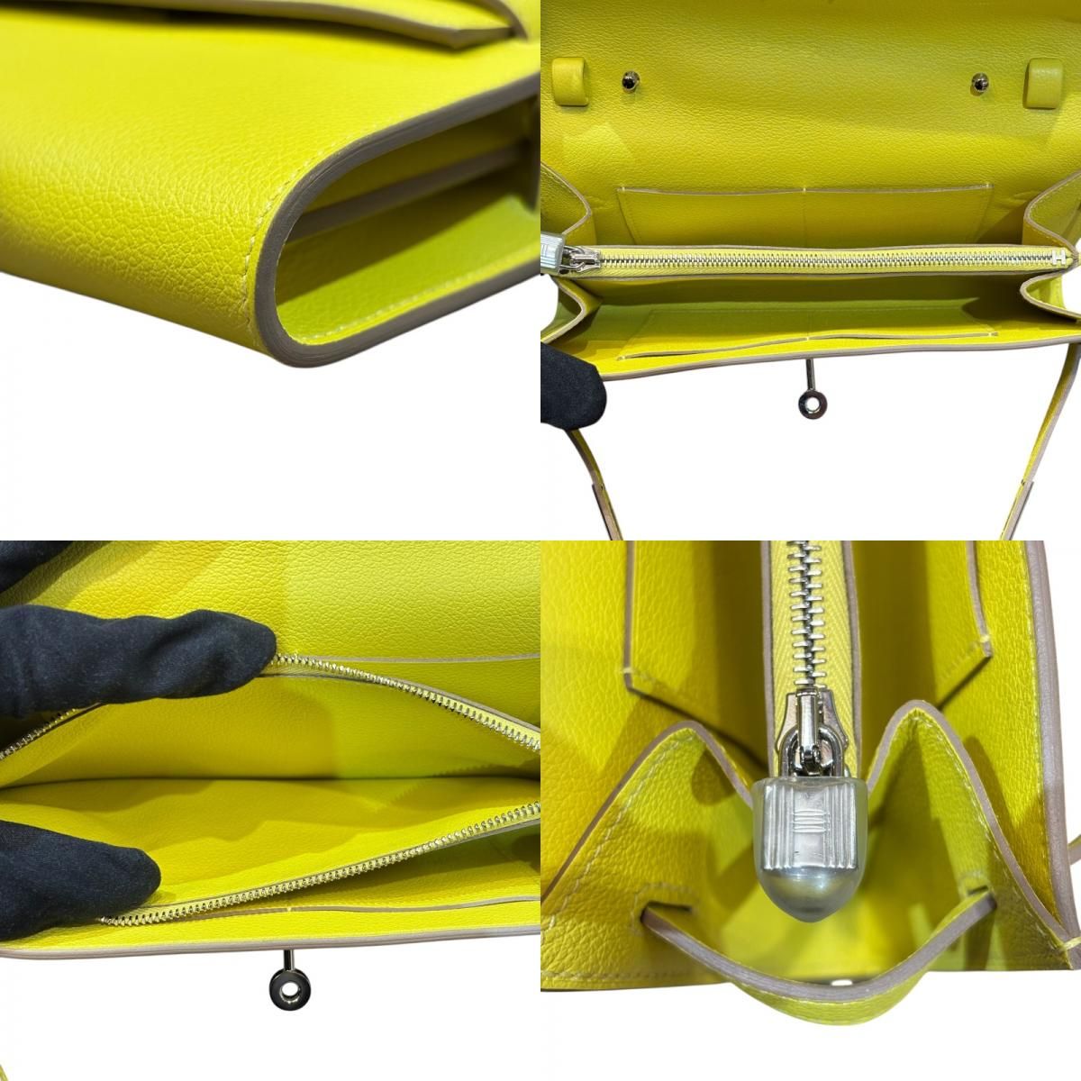 HERMES Kelly To Go B Stamp Lime Evercolor Shoulder Bag