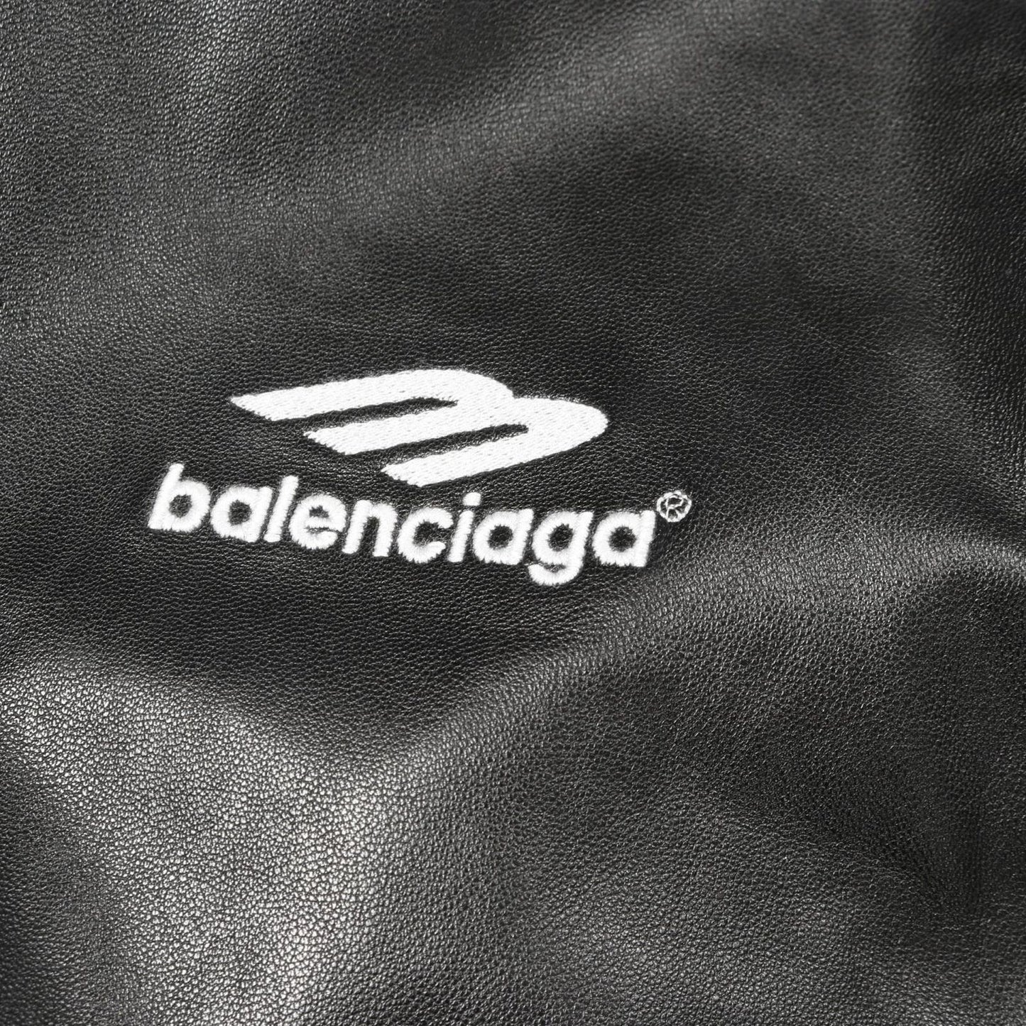 BALENCIAGA 3B Sports Icon Track Jacket in Luxurious Black Leather