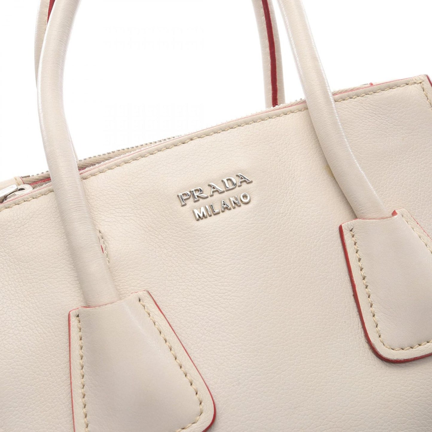 PRADA Glace'Calf Scam Handbag - Exquisite Ivory Leather & Suede