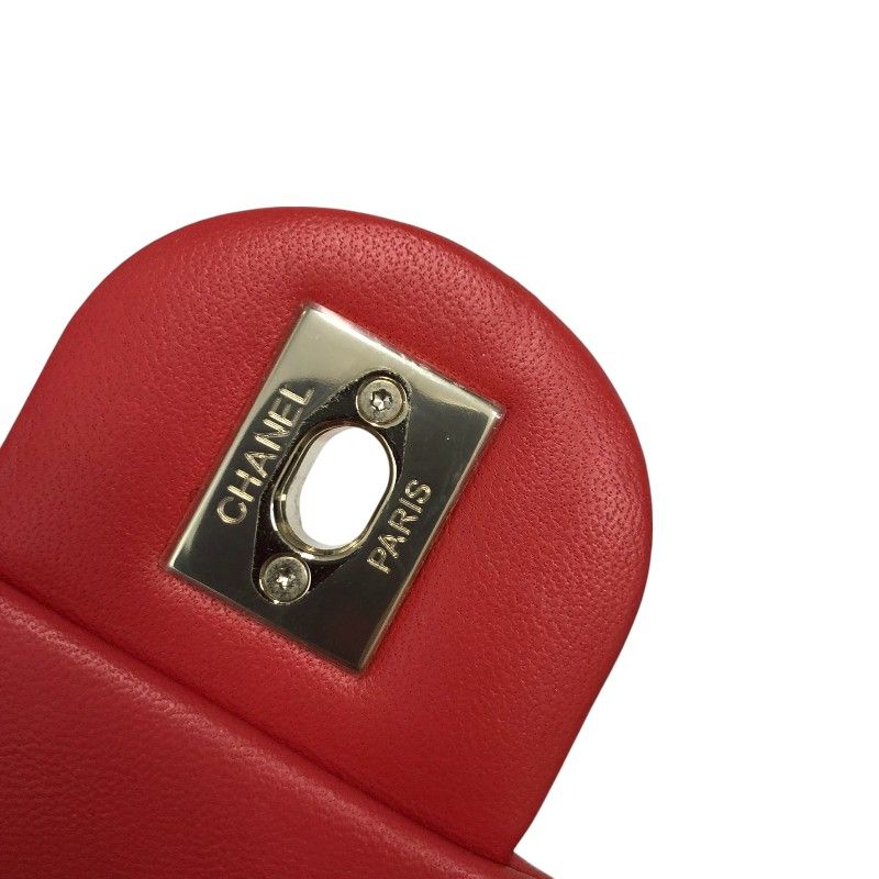 CHANEL Matelassé Flap Chain Shoulder Bag - Red Lambskin
