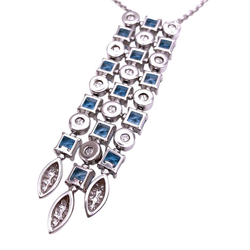 BVLGARI Lucia Necklace in K18 White Gold with Blue Topaz & Diamonds